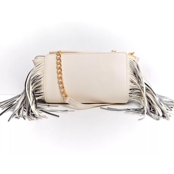 Betsey Johnson Cream White Fringe CrossBody Bag - Picture 5 of 8
